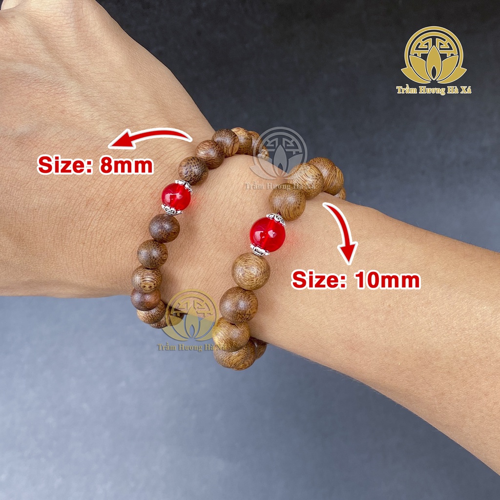 Vòng tay phong thủy trầm hương HÀ XÁ mix đá màu bế bạc đeo tay cặp đôi nam nữ mệnh kim mộc thủy hỏa thổ may mắn tài lộc