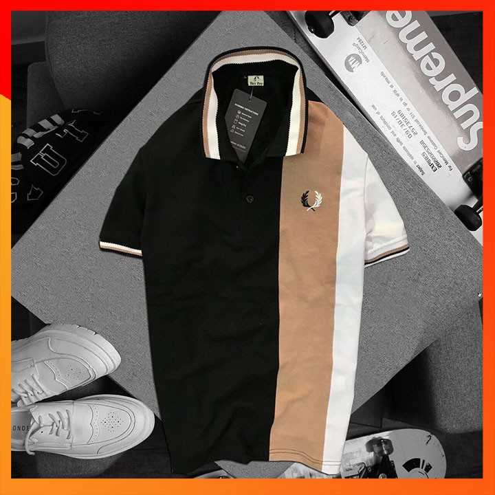 Áo Thun Nam Cổ Bẻ Tay Ngắn Phối 3 Màu Thêu Logo, Thun Cá Sấu 65/35 4 Chiều Cao Cấp | BigBuy360 - bigbuy360.vn