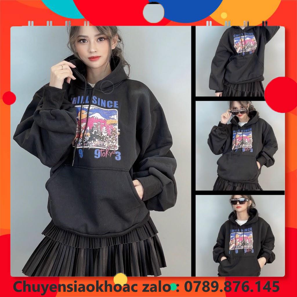 Áo khoác nam nữ nỉ ngoại hoodie tay phồng Chill Since
