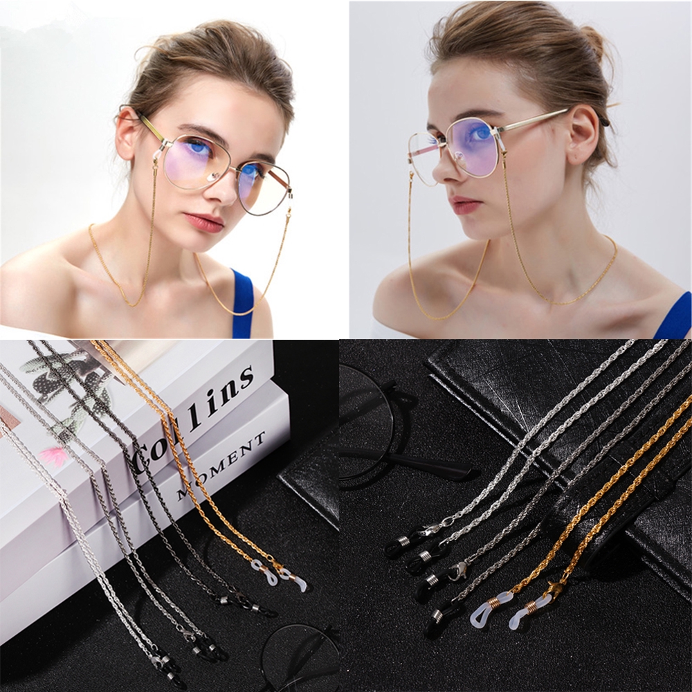 FUTURE Vintage Women Men Reading Glasses Non-slip Metal Glasses Chain