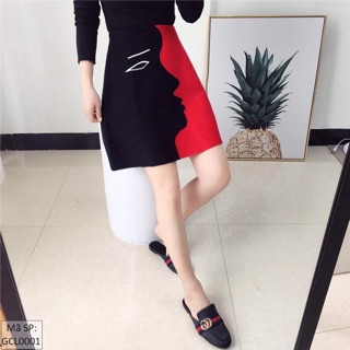 Chân váy len phối 2 màu