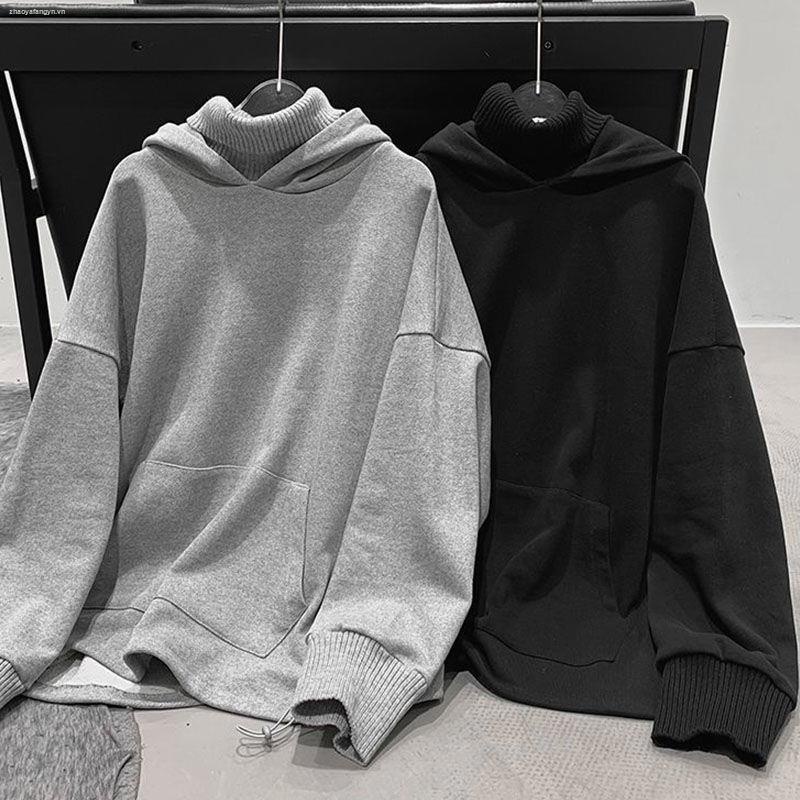 Áo hoodie cổ cao dáng rộng thời trang thu đông hong kong dành cho cặp đôi
