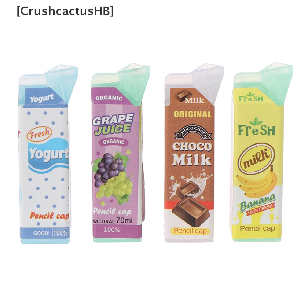 [CrushcactusHB] 4 Pcs/Set Doll house Mini Stereoscopic Boxed Fruit Milk Miniature Model Props Hot Sell