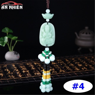 Dây Treo Xe Ô Tô, Khánh Treo Gương Xe Phật Quan Thế Âm Bồ Tát - Ngọc Bội Xanh Cầu Tiền Tài, May Mắn
