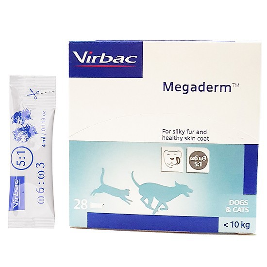 Hộp Gel Mượt Lông Da Và Giảm Ngứa Chó Mèo Gói 4ml Virbac Megaderm 28 gói