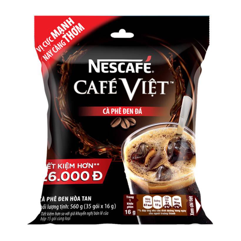 Cà phê hòa tan NESCAFÉ CAFÉ VIỆT Cà Phê Đen Đá (túi 35 gói x 16g)