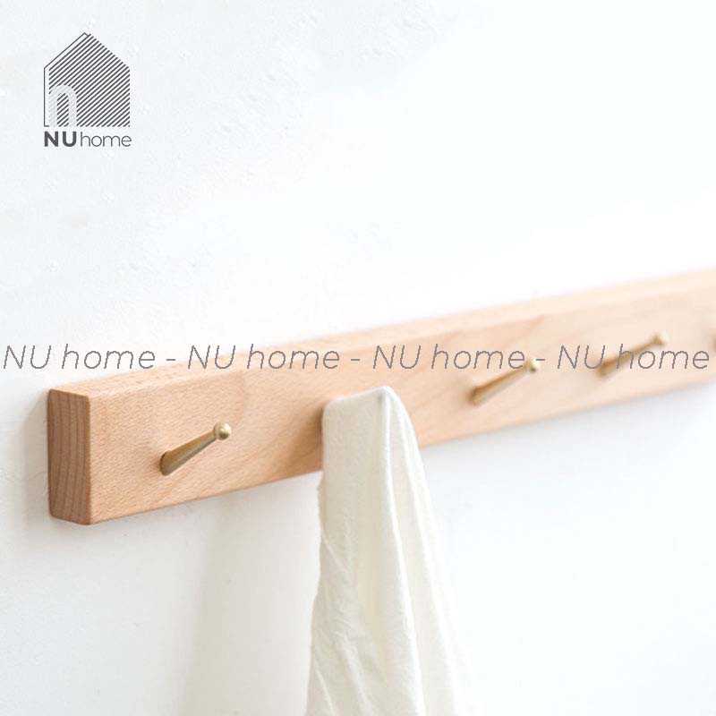 nuhome.vn | Móc gỗ treo quần áo mũ nón phần móc mạ crom sang trọng cao cấp chuẩn phong cách Hàn Quốc