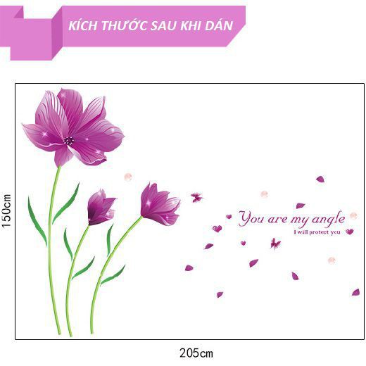 (HCM) Decal dán tường Hoa cánh bướm tím - MSP: DH068 - decalhcm