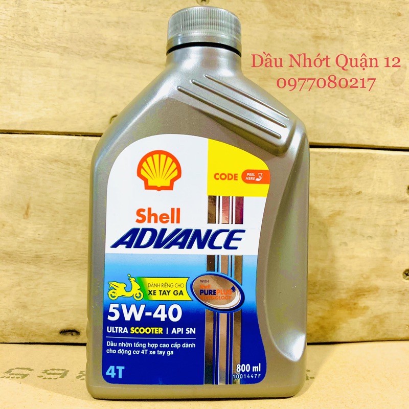 Combo Nhớt Xe Tay Ga Shell Advance Ultra Scooter 5W-40 800ML + Nhớt Lap Scooter Gear Oil 80W-90 120L Made in Thailand