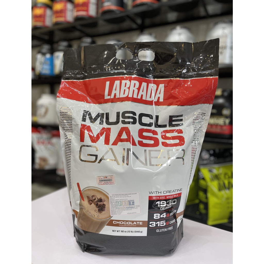 Sữa Tăng Cân Muscle Mass Gainer Labrada 12lbs  - Hỗ Trợ Tăng Cân, Tăng Cơ Nhanh