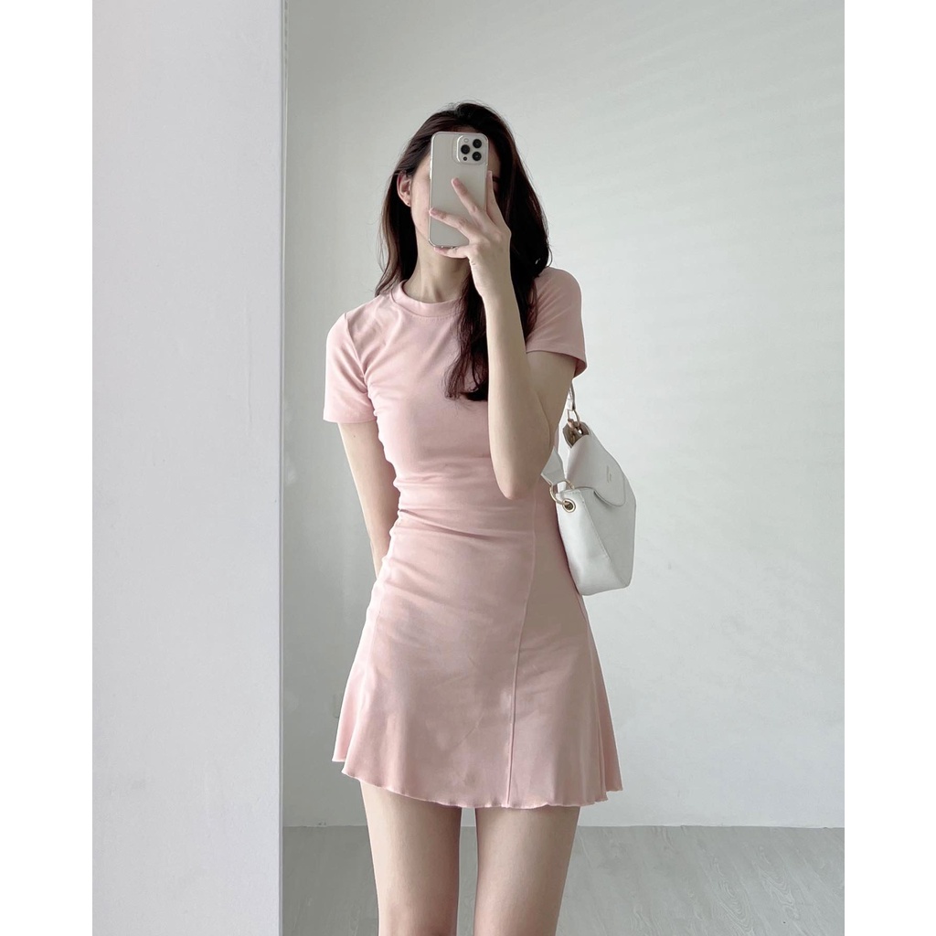 Váy Cộc Tay May Viền PEONYB Nữ  🌸 Đầm body dáng ôm tenis vạt bèo tiểu thư, kiểu sporty hàn quốc Ulzzang 🌸