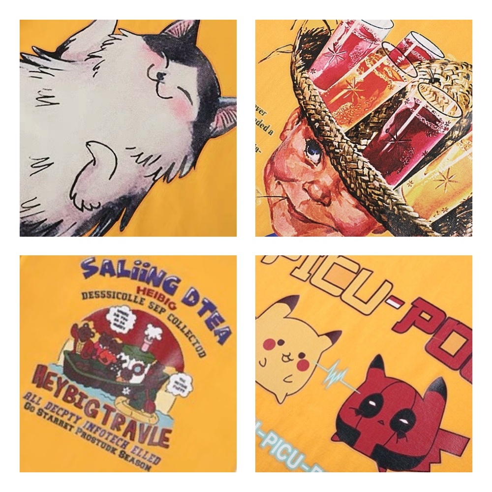 Áo thun unisex tay lỡ, Áo phông unisex form rộng Nelly Heybig streetstyle 100% cotton in hình cute màu vàng M5