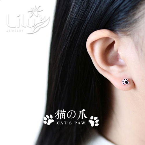 Bông tai BK - bàn chân mèo-BT365