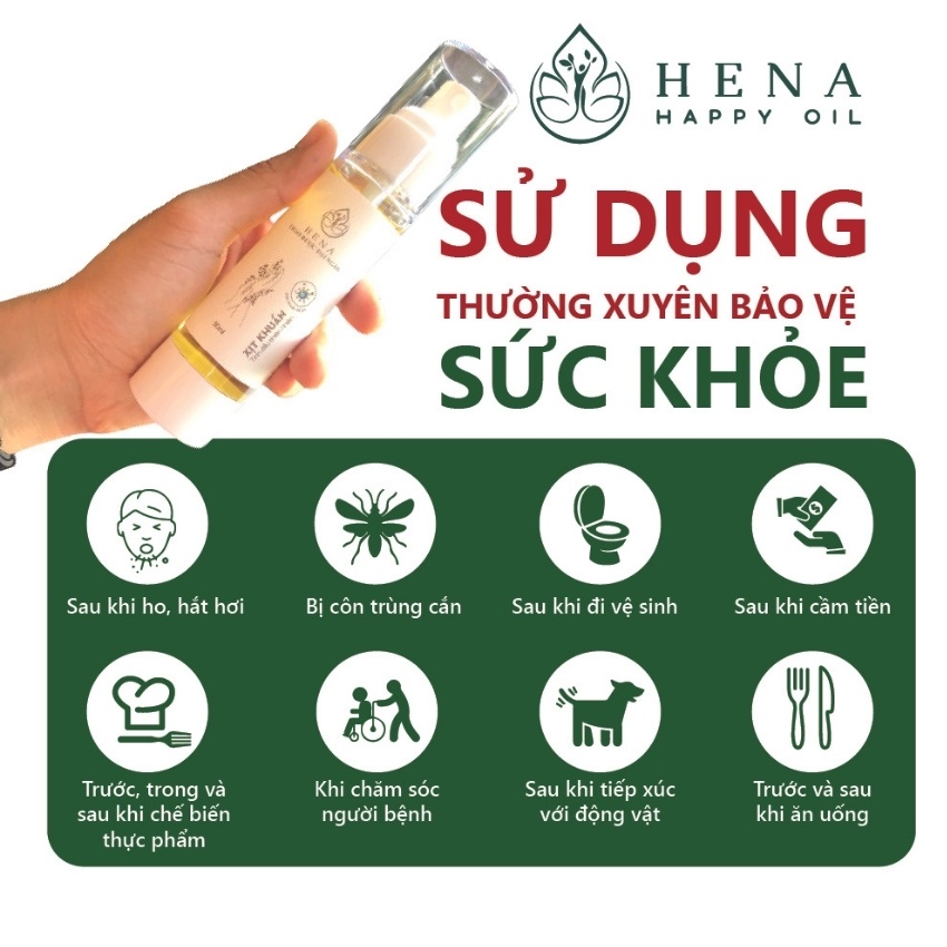 Xịt sát khuẩn Hena với tinh dầu sả chanh + quế và vitamin E . | BigBuy360 - bigbuy360.vn