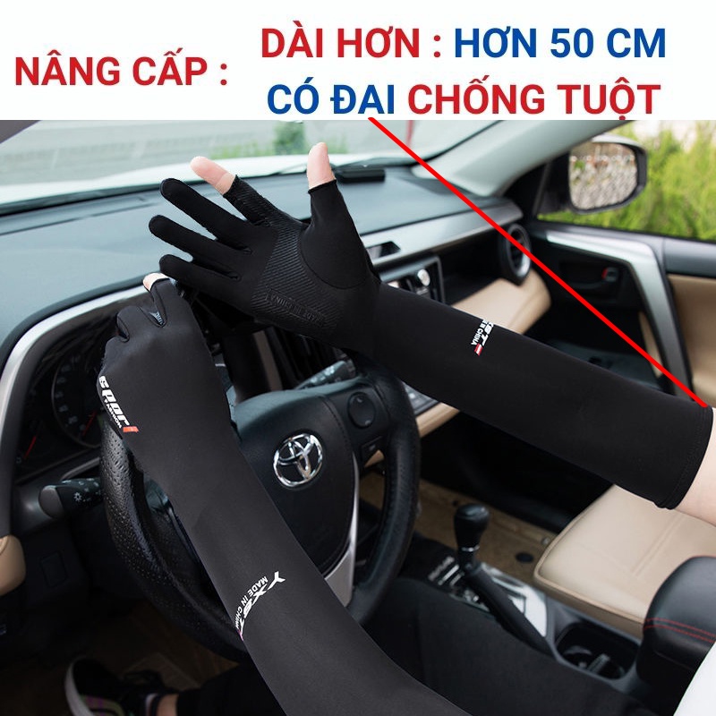 Găng tay chống nắng nam SPORT bao tay đi nắng nữ xỏ ngón có vân chống trượt chống tia UV TACADO