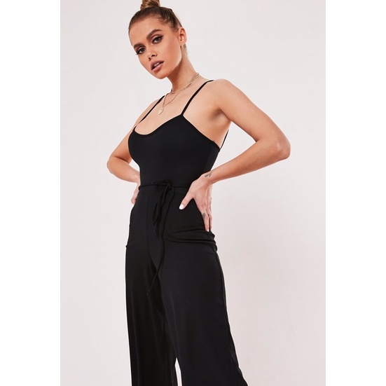 Jumpsuit thun gân cột dây thắt lưng Missguided