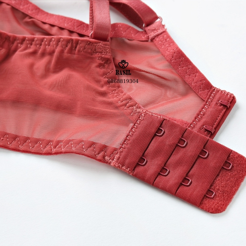 Bộ đồ lót BS06 Basil nữ đệm mỏng có gọng nâng ngực dây đan chéo ren mềm