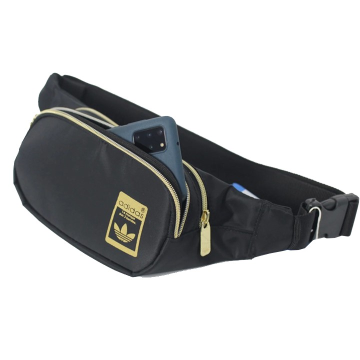 Túi đeo chéo thời trang logo 3 lá Superstar Black Gold Waist Bag