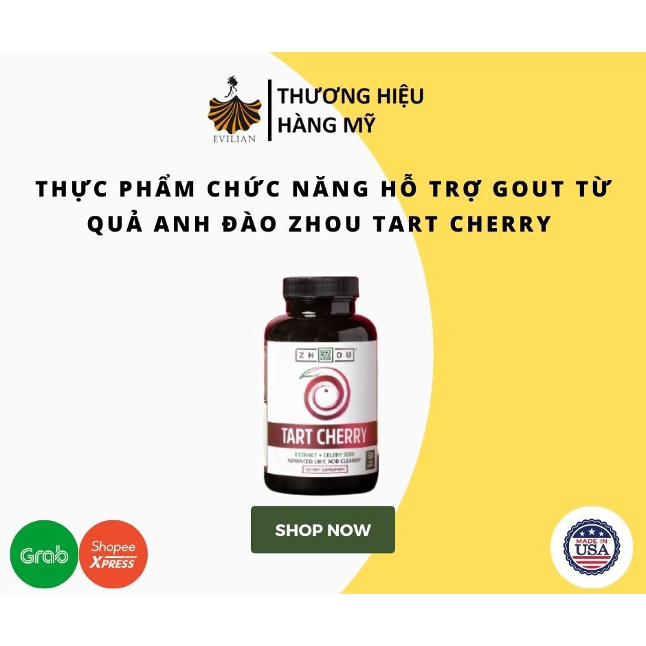 (CHÍNH HÃNG) Thục phẩm chức năng hỗ trợ Xương khớp từ quả anh đào ZHOU Tart Cherry - 60 viên