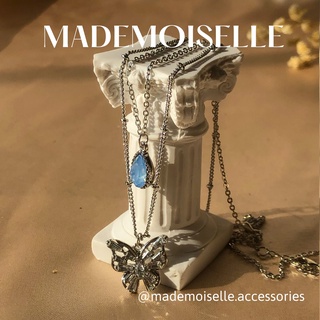 Dây chuyền 2 lớp giọt nước xanh dương và bướm Marine Drop Mademoiselle DCB67