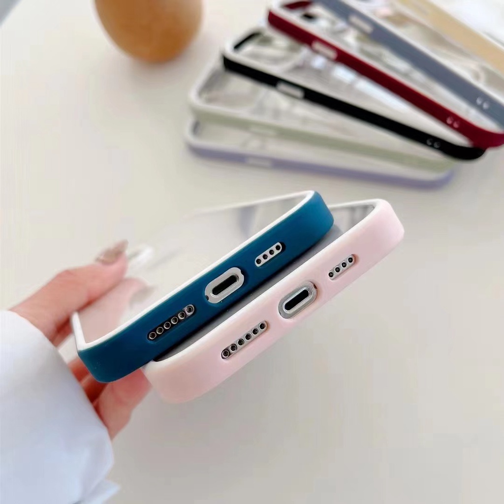 Sang Trọng Ốp Điện Thoại iPhone 11 12 13 Pro MAX X XS MAX XR 7 8 plus case ốp lưng điện thoại iphone 13 promax Cứng Viền silicon Dẻo Trong Suốt Màu Macaron Chống Sốc Cho