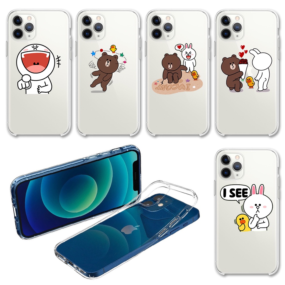 Ốp lưng iphone sticker gấu brown thỏ cony vịt sally 5s/6s/7/8plus/se/xr/xs/xsmax/11/12mini/pro/promax - N450