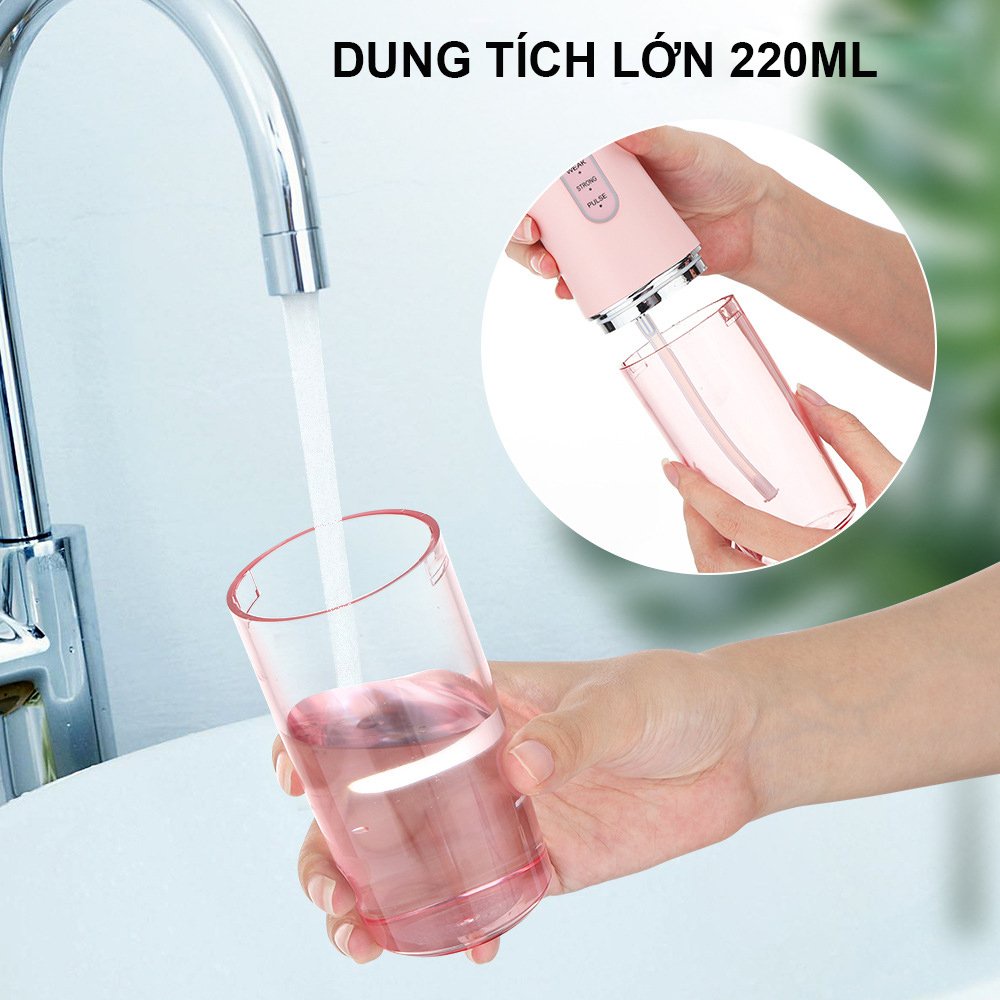 Tăm Nước Oral Irrigator Thông Minh  - 3 Chế Độ Tự Động - 4 Đầu Phun Đa Năng - Vệ Sinh Răng Miệng