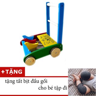 Xe tập đi 3 con chim tặng tất bịt đầu gối cho bé