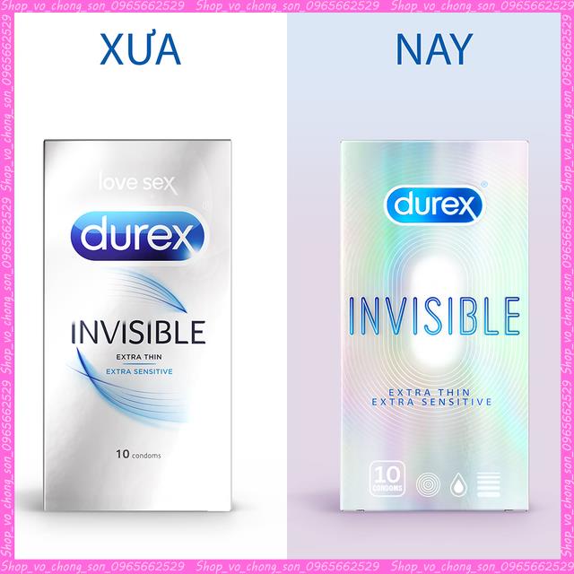 Bao cao su Durex Invisible Extra Thin Extra Sensitive 10 bao hàng mẫu mới