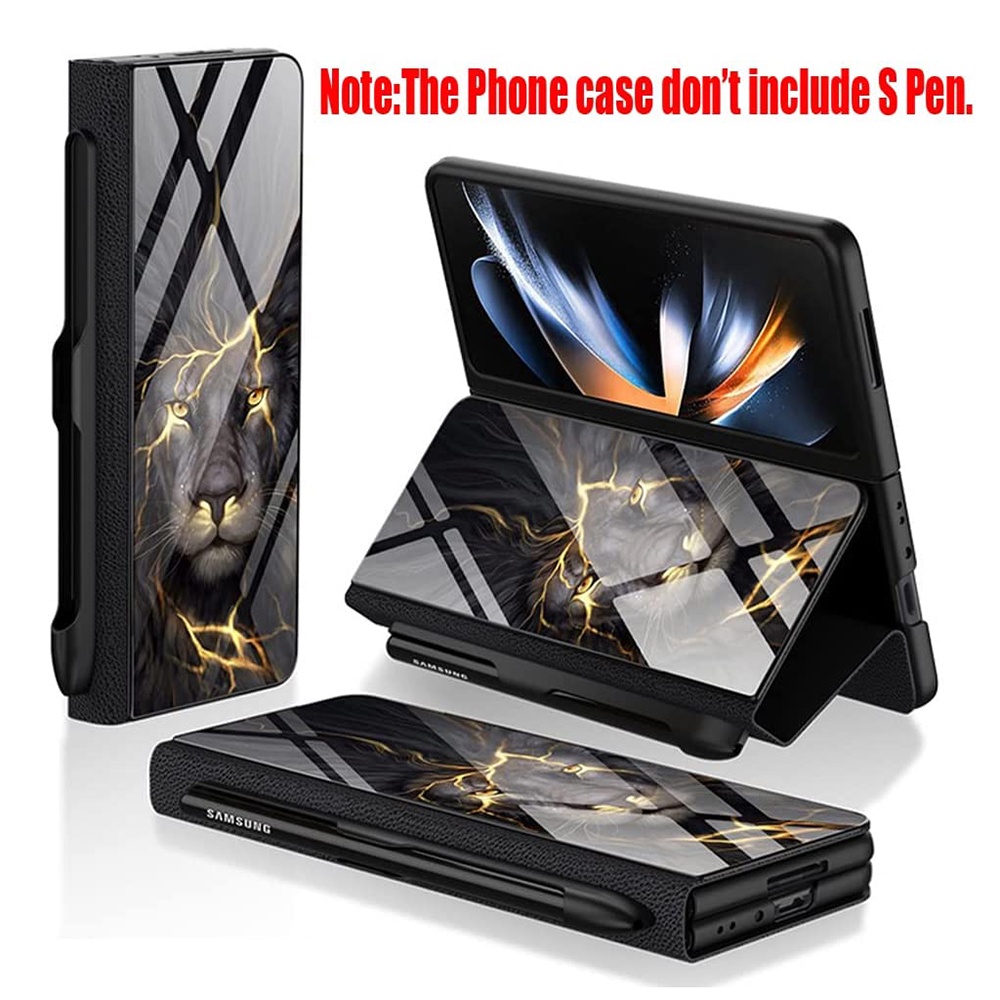 Ốp Điện Thoại Nắp Lật Mặt Kính Cường Lực Kèm Ngăn Đựng Bút Cho Samsung Galaxy Z Fold 4 S Pen Fold4