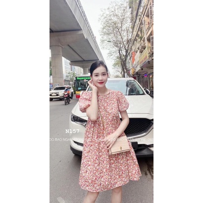 Váy Hoa Nhí Babydoll Cổ Tròn