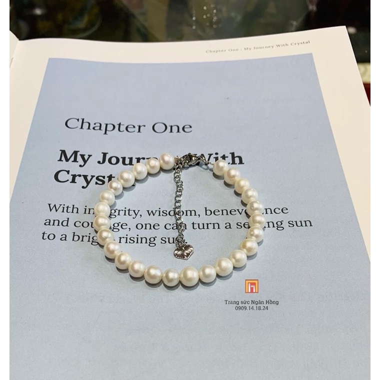 Vòng tay hạt ngọc trai nhân tạo size 6ly hạt tròn