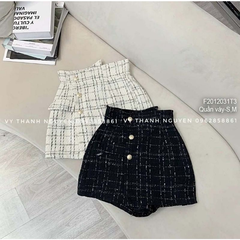 Quần giả váy phối 3 nút lưng giả đắp kèm nắp túi 1 bên