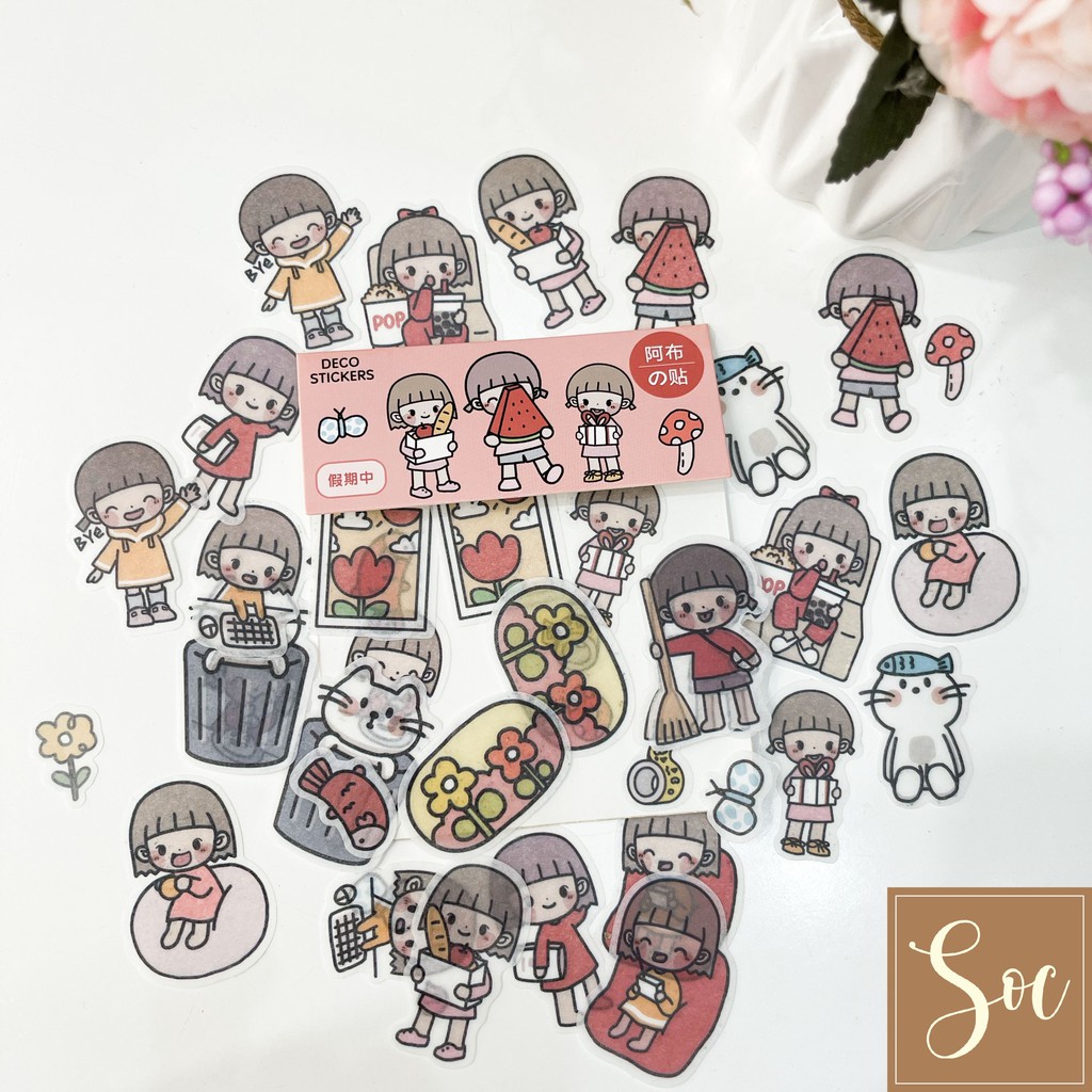 Gói Deco Stickers Tóc ngắn 40 miếng/set