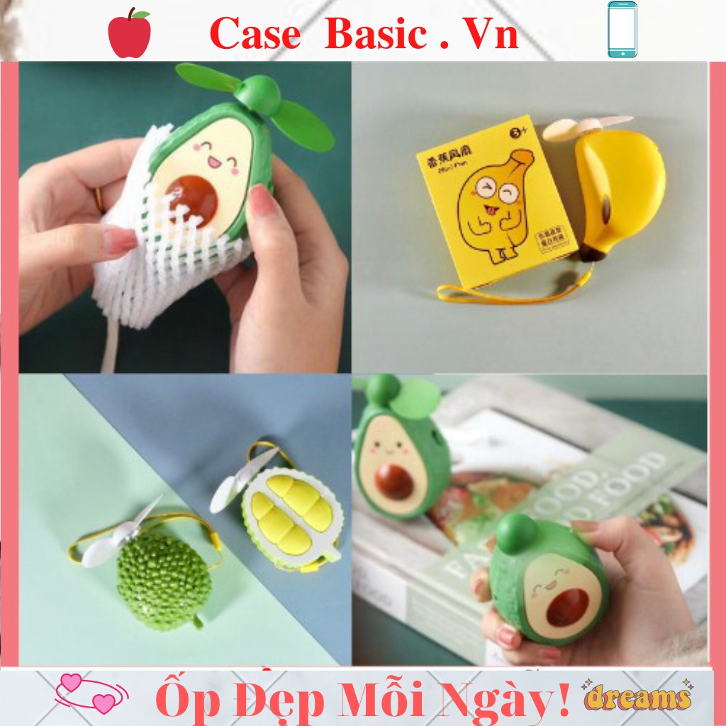 Quạt Mini Cầm Tay Hình Quả Bơ - Siêu Kute - Kèm Dây- Quạt cầm tay