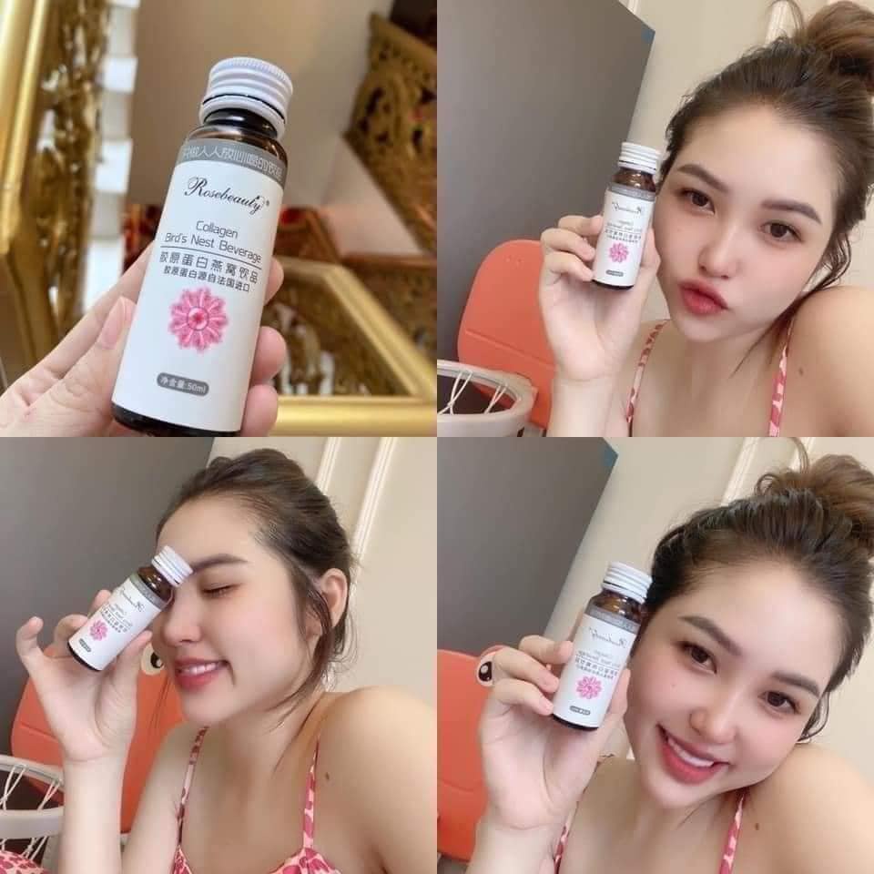 Nước Uống Collagen Yến Trắng Da Rose Beauty - RoseBeauty Yến Tươi Đẹp Da Nest Beverage 1 Hộp 8 Chai