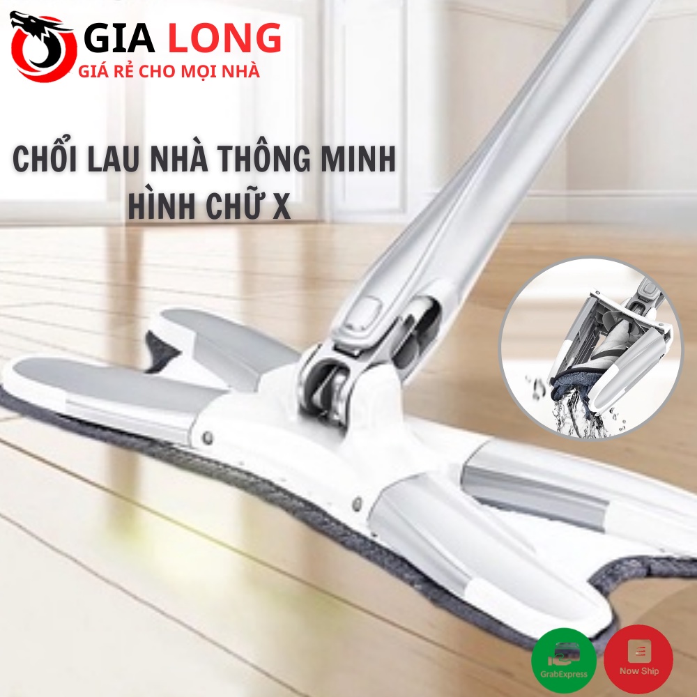 Chổi lau nhà, Cây lau nhà thông minh hình chữ X tự vắt xoay 360 độ tiện lợi, Làm sạch dễ dàng nhanh chóng