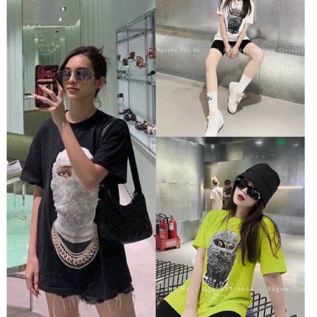 Áo phông tay lỡ dáng rộng unisex in 3D cực chất Trắng-Đen