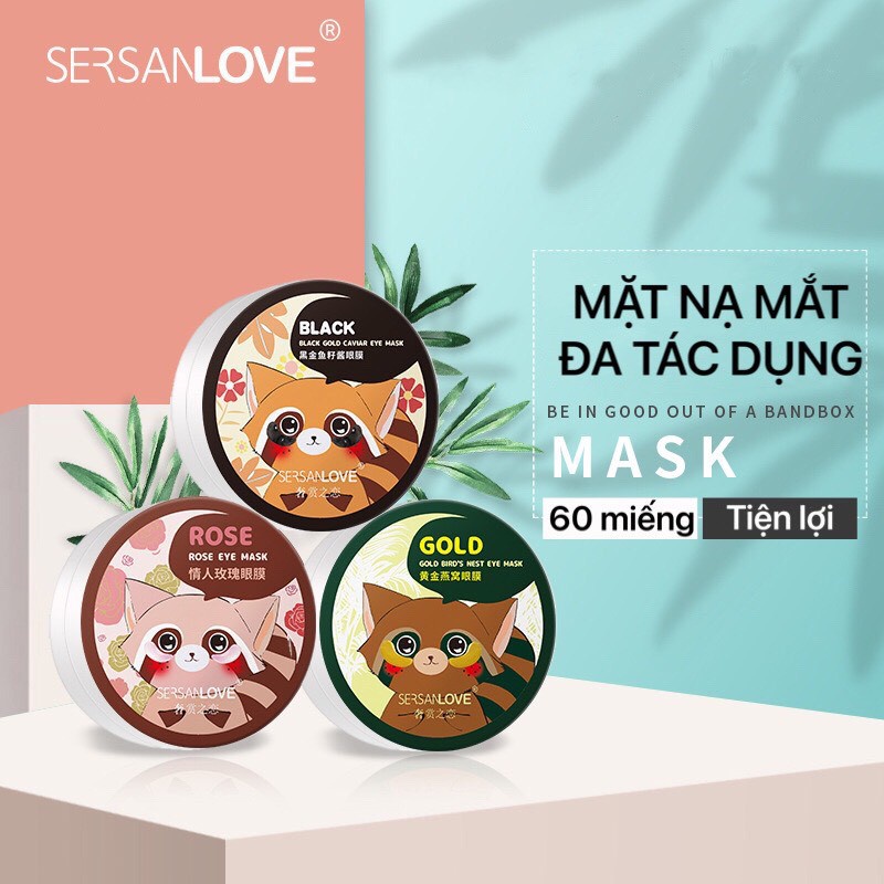 Mặt nạ mắt SERSANLOVE thực vật dưỡng ẩm đàn hồi giảm quầng thâm bọng mắt 60 miếng Racoony Eye Mask SESA01 Nội Địa Trung