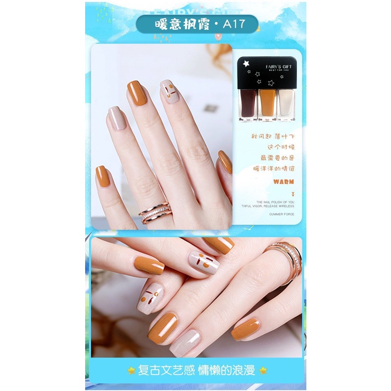 Set 3 lọ sơn móng tay Vonemo nail color nhiều màu nhũ lì Hàn Quốc SM12