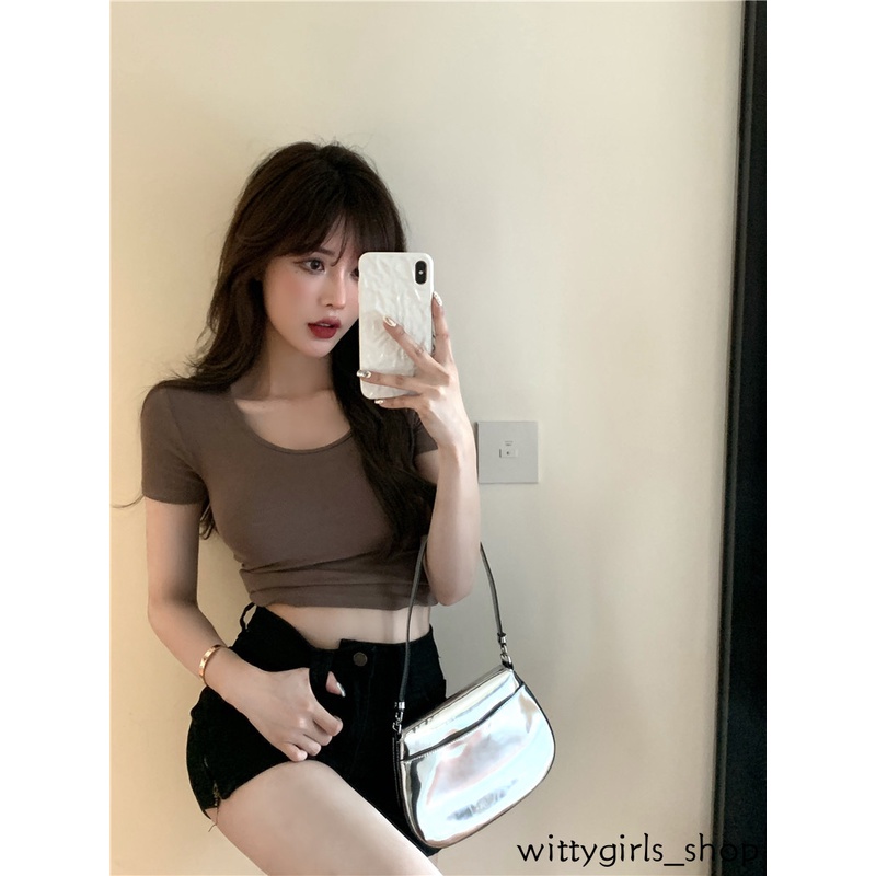 Wittygirls_ Shop | Áo Thun Ngắn Tay Ôm Dáng Thời Trang Mùa Hè Dành Cho Nữ
