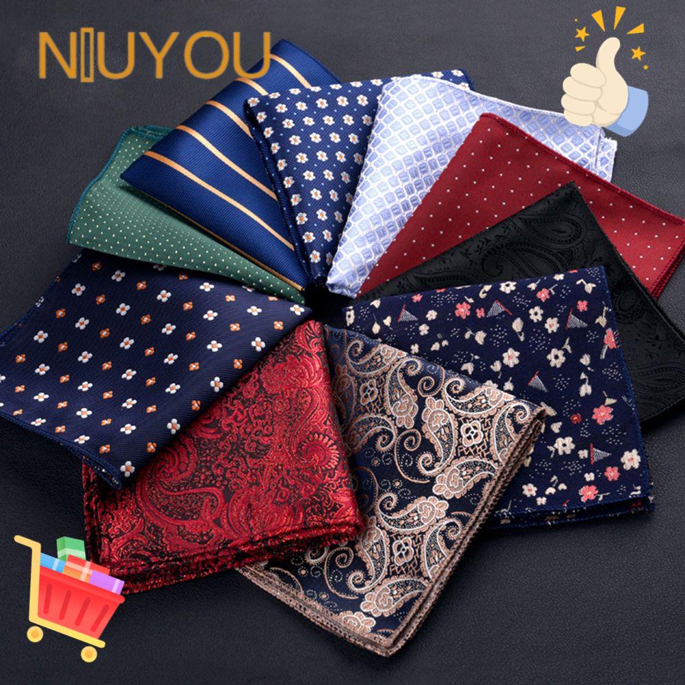 Khăn tay NIUYOU hình vuông vải satin thêu họa tiết thời trang cho nam
