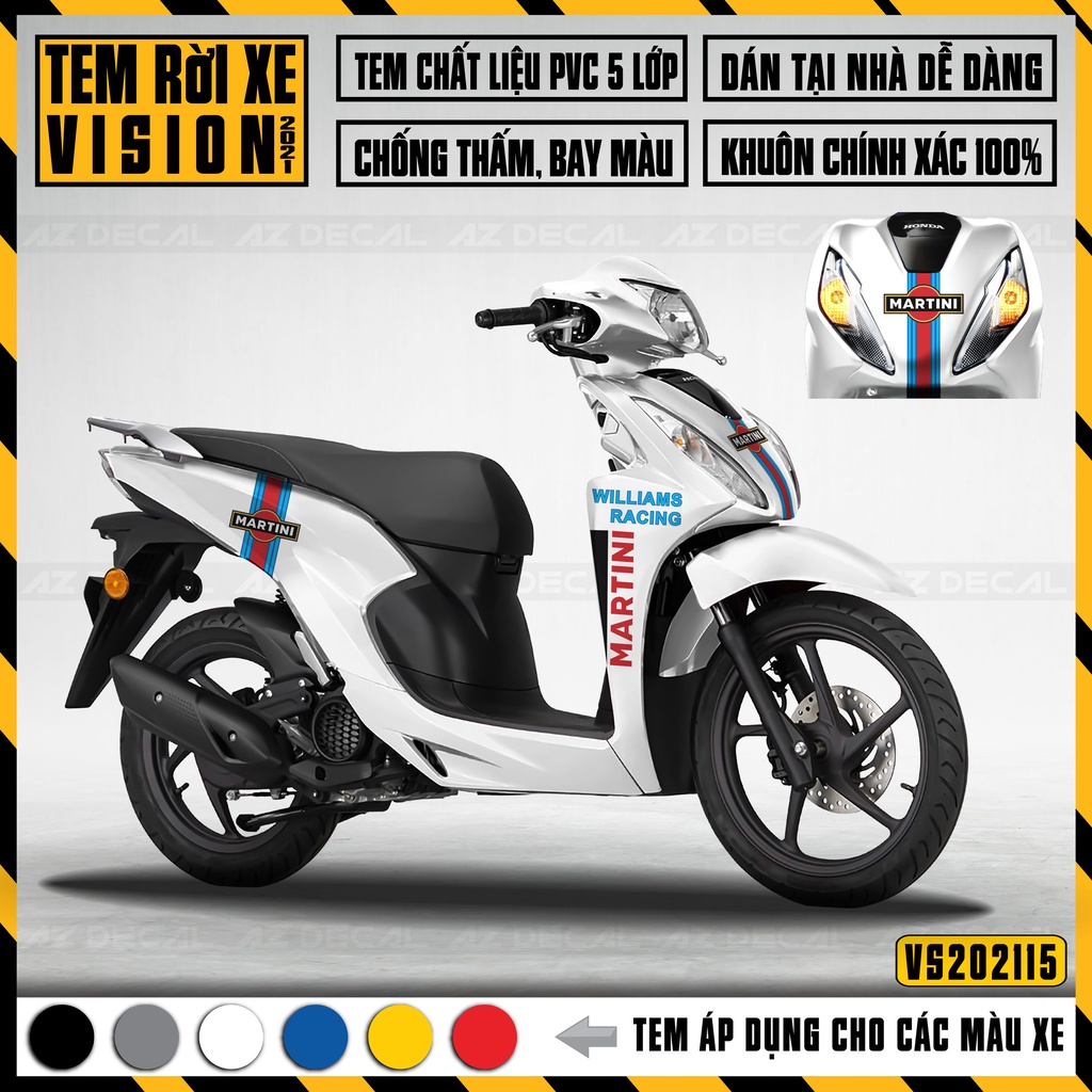 Tem Rời Xe Vision Mẫu Martini Độc Đáo | VS15 | Decal Chế Xe Vision Chất Liệu Chống Nước, Chống Bay Màu