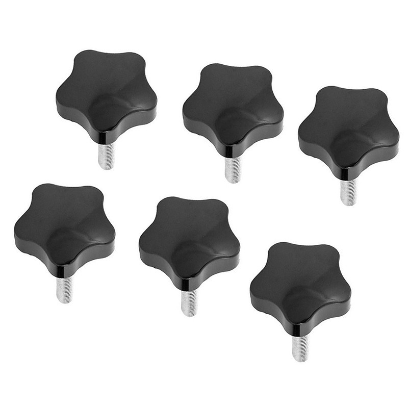 6 Pcs M8 x 40mm Thread Replacement Hand Knob Tightening Screw Black