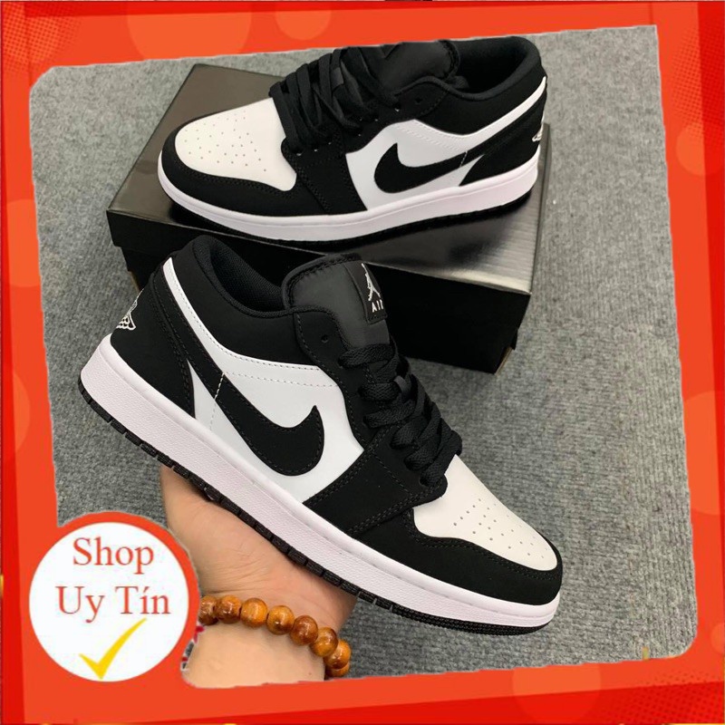 Giày Sneaker Nam Nữ Đen Trắng, Giày Nike Air Jordan 1 JD 1 Panda Cổ Thấp Cao Cấp 2021 - Hàng Cao Cấp