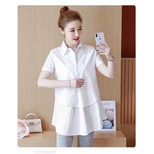 Áo sơ mi Bầu Cộc tay Dáng tầng | Chất Thô Lụa đẹp - Không nhăn - Thoáng Thấm mồ hôi - Có size 45-75kg
