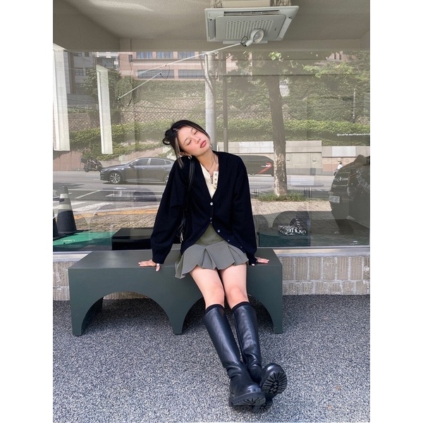 Set chân váy và cardigan chất len cao cấp phong cách thu đông Chaiko Studio