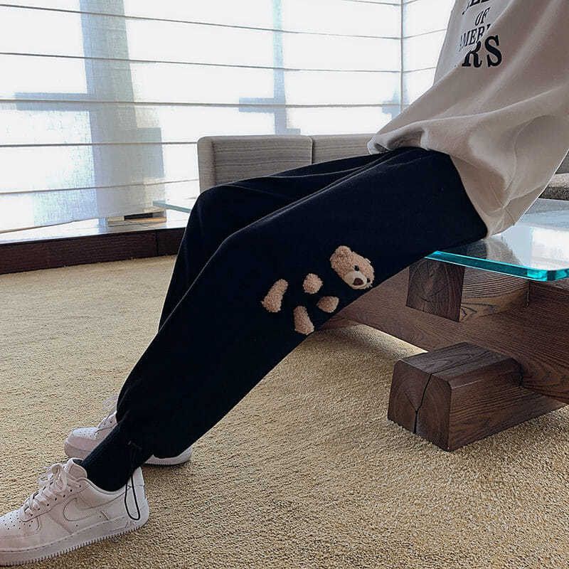 Quần Dài Thể Thao Dáng Rộng Lót Lông Cừu Thời Trang Mùa Thu Cho Nữ