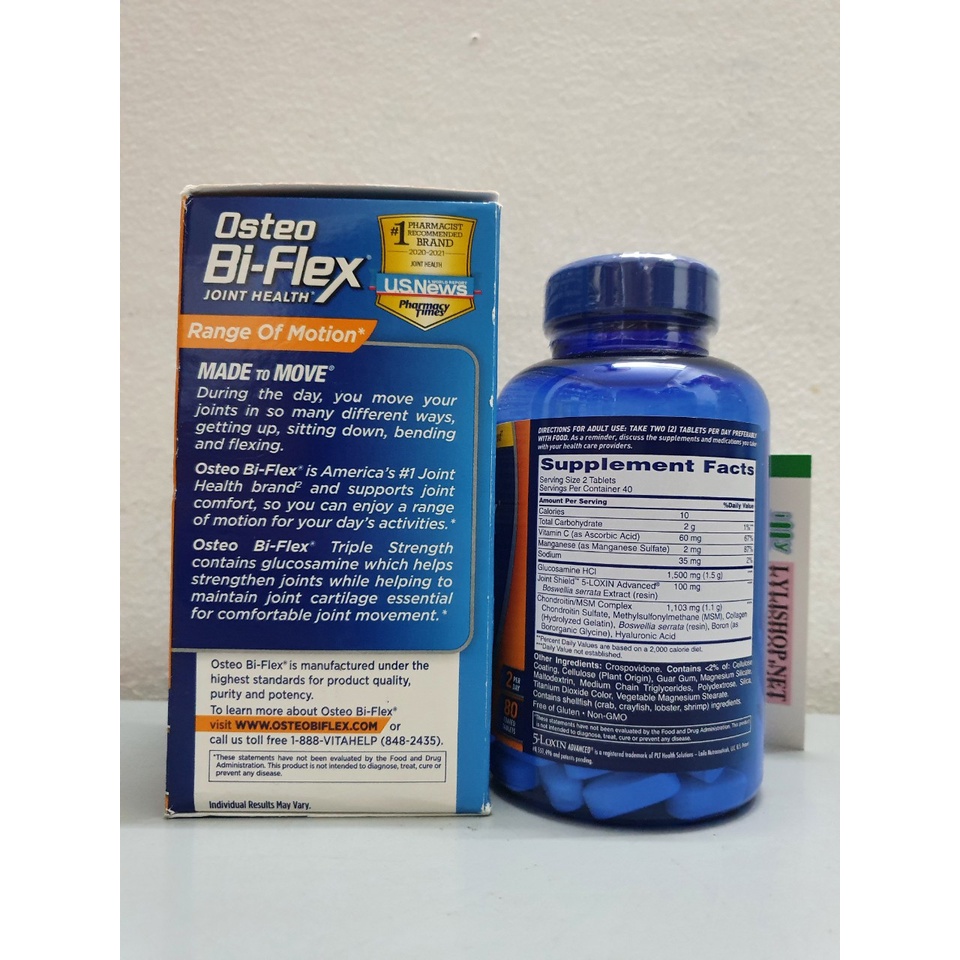 date 9/24 - Viên uống Osteo BiFlex Triple Strength Glucosamine Chondroitin chai 80 viên của Mỹ - bồi bổ sụn khớp