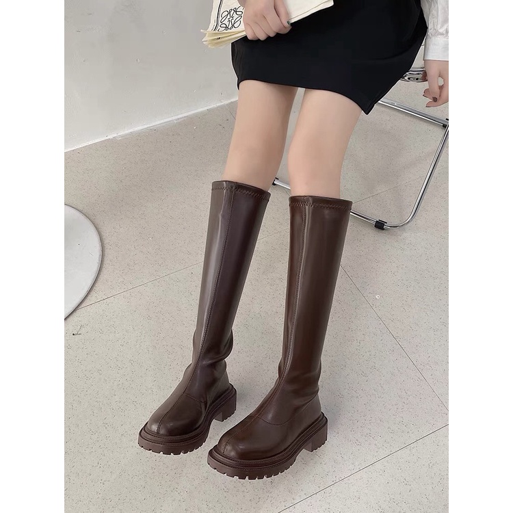 mã B03 - ( sẵn 35 trắng )Boot đùi mềm đế 5cm da trơn gân dọc | WebRaoVat - webraovat.net.vn